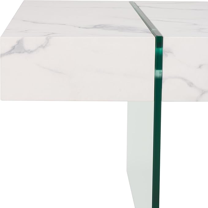 SAFAVIEH Home Collection Jacob White/Clear Glass Legs Rectangle Coffee Table