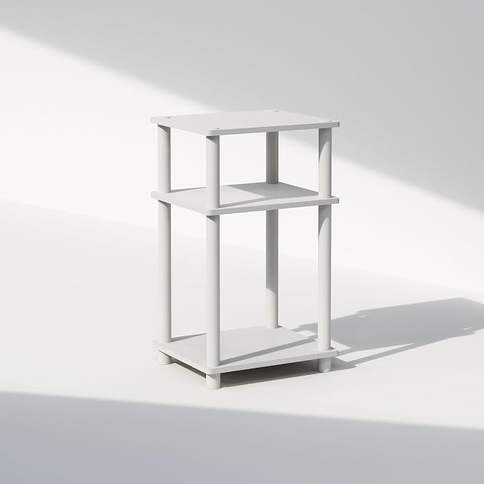 Furinno Just Turn-N-Tube Open Storage Nightstand, 1 Pack, 3-Tier, White/White - Image 11