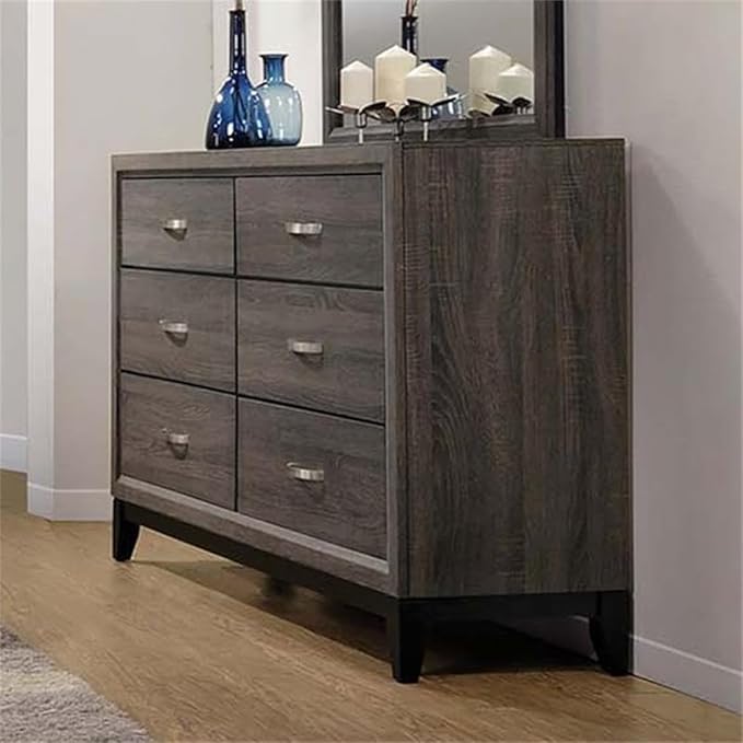 Stonecroft Furniture Sunset Avenue 5 Piece Queen Bedroom Set, Gray Oak Finish, Asian Hardwood Construction, Includes Bed, Dresser, Mirror, Chest, and Nightstand, Traditional Style Master or Guest