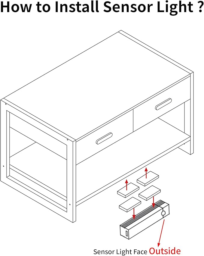 Coffee Table with Sensor Light - Modern Storage Coffee Table with Drawers and Shelf for Living Room, Office, Outdoor