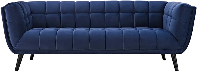 Modway Bestow Mid-Century Performance Velvet Upholstered Tufted Sofa In Navy