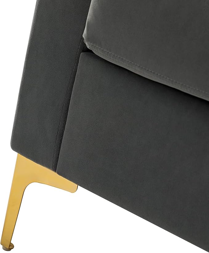 HULALA HOME Velvet Accent Club Chairs Set of 2, Modern Velvet Armchair Upholstered Accent Club Chairs Sofa Chairs with Gold Metal Legs Mid-Century Barrel Leisure Comfy Reading Armchair, Grey