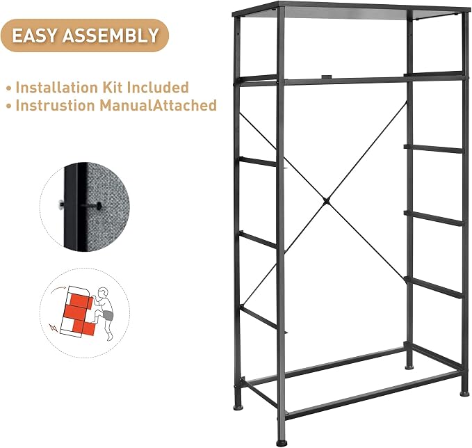 Mifuro Tall Dresser for Bedroom, Vertical Storage Organizer Tower with 6 Drawers, Chest of Drawers with Fabric Bins, Steel Frame, Wood Top for Bedroom, Closet, Entryway- Black - Image 10