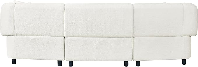 Christopher Knight Home Obito Boucle Upholstered 3-Seater Sofa, Modern Home Sofa Living Room, Wooden Large Upholstered Sofa Couch for Apartment/Home Office, Light Beige