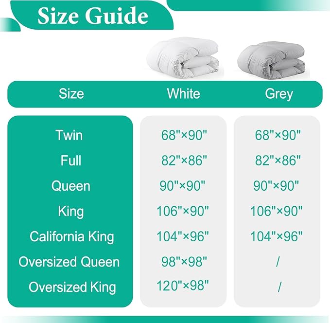 APSMILE Heavyweight Feather Down Comforter Oversized Queen Size - 100% Organic Cotton Quilted Thicker Winter Warmest Duvet Insert for Colder Weather/Sleepers (98x98, Ivory White)