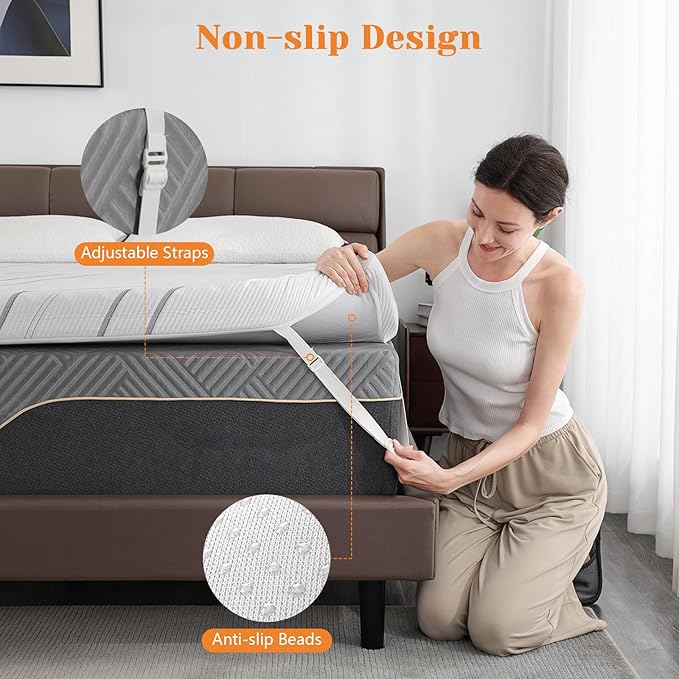 Extra Firm Mattress Topper 4 Inch Queen Size, Premium Cooling Gel Egg Crate+Bamboo High Density Support Mattress Topper with Removable Cover, Bed Topper for Pain Relief,CertiPUR-US,80x60