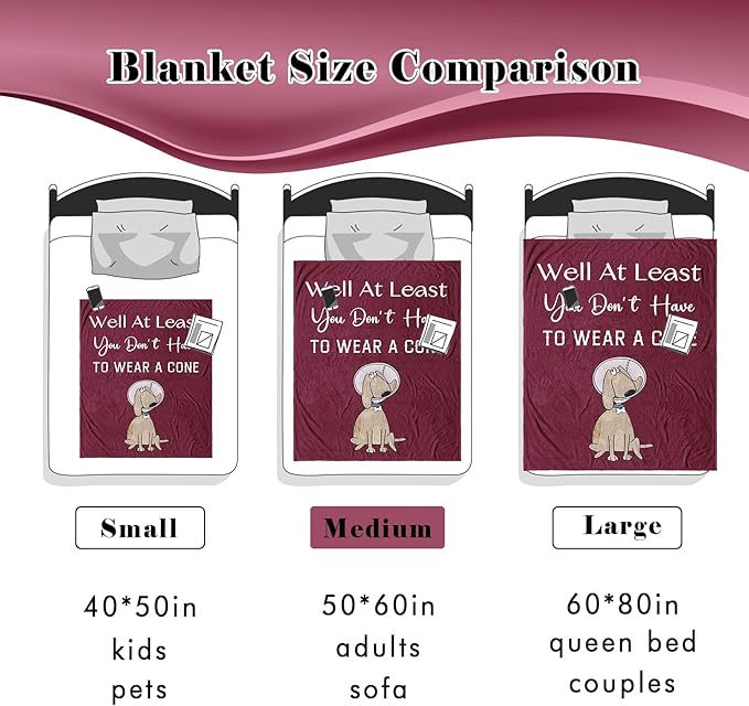 Get Well Gifts for Women/Men After Surgery, Sympathy Gift, Feel Better/Get Well Soon Gifts for Women, Surgery Recovery Gift for Men, at Least You Dont Have to Wear A Cone Red Blanket 50"x60"