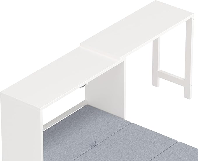 Bellemave Twin Size Murphy Bed, Cabinet Bed with Desk, Farmhouse Murphy Cabinet with Desk, Noisy Free, for Guest Bedroom, Living Room, Office, White