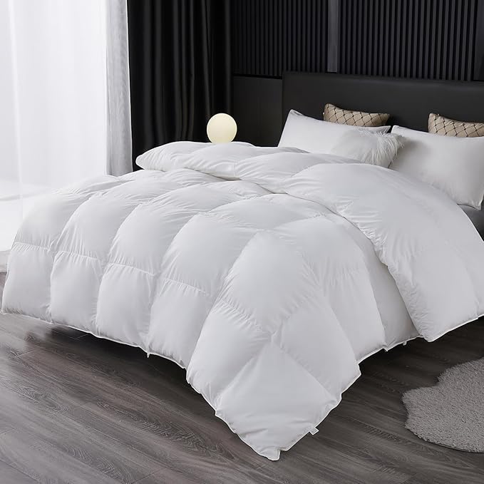 MH MYLUNE HOME Fluffy Down Alternative Comforter, All Season Duvet Insert Lightweight Bed Comforter Insert White Baffle Box Stitched with Corner Tabs (Twin XL All Season 90"x68")
