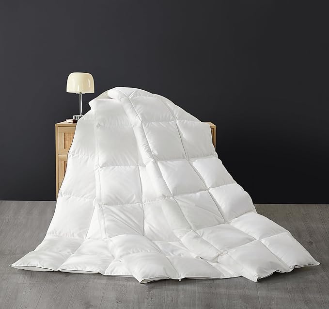 SAPHREAS Down Feathers Comforter King Size, Duvet Insert King All Season, Luxury Lightweight Bedding Comforters with 8 Corner Loops, White 106x90