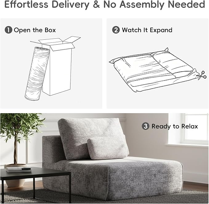 Modular Sectional Sofa, 2-Piece Grey Plush Velvet Loveseat Couch, No-Assembly Compressed Deep-Seat 2-Seat for Small Spaces Living Rooms Apartments