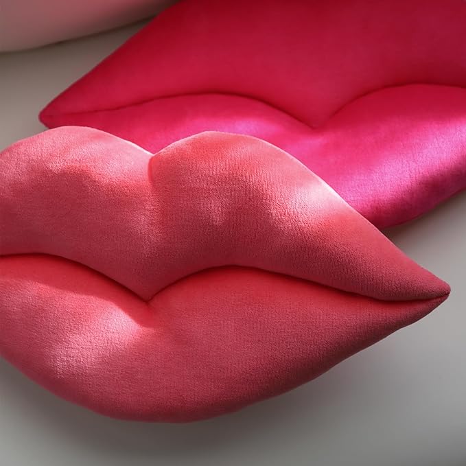 KINGROSE 3D Lip Throw Pillow Cute Decorative Pillows Soft Cushion for Sofa Couch Bed Home Decor Girls 11 x 18 Inches Pink