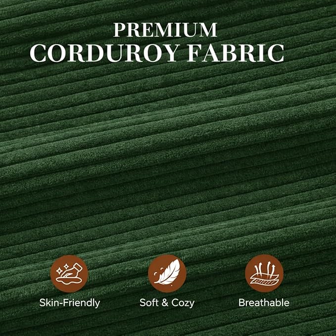 Shintenchi Futon Sofa Bed Convertible Couches L Shaped, 4‑in‑1 Sectional Sleeper Sofa Pull Out Couches for Living Room, Multifunctional Couch with Storage Chaise Corduroy Fabric, Green