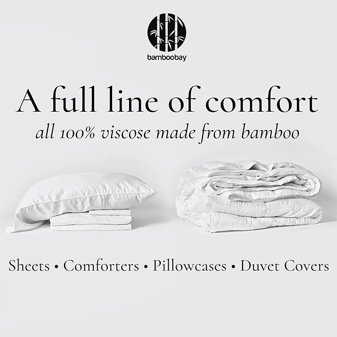 Bamboo Bay All Season Queen Size Comforter, 100% Viscose Made from Bamboo, Soft Quilted Down Alternative Duvet Insert with Corner Tabs, Breathable Cooling Bedding, 90 x 94 Inch