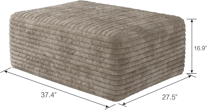 107" U Shaped Corduroy Couch with Ottoman, Compression Boneless Sofa, Deep Seat Cloud Modular Couch, Comfy Sectional Couches for Living Room Bedroom, No Assembly, Right Facing Chaise, Camel