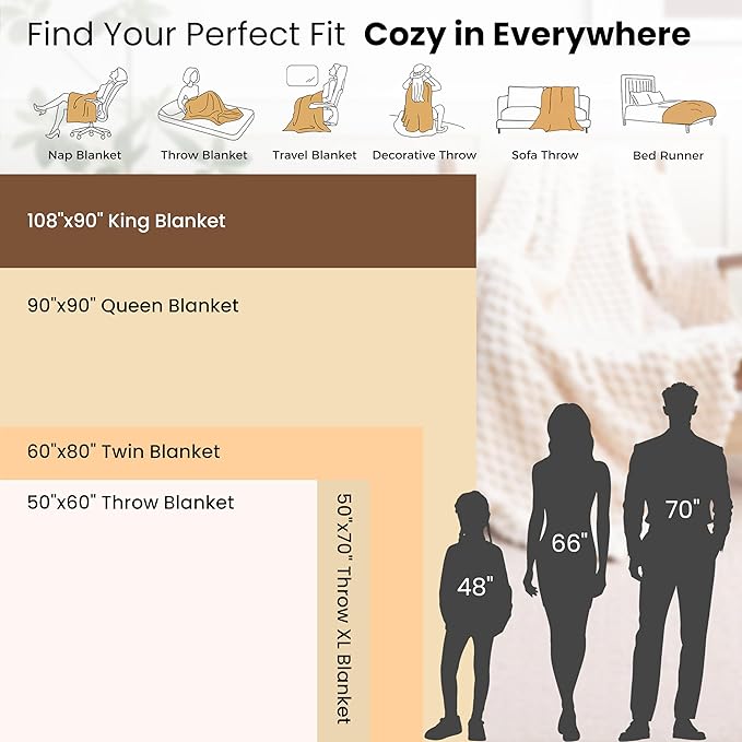EXQ Home Fleece Throw Blanket for Couch or Bed - 3D Stripe Jacquard Decorative Blankets - 280GSM Cozy Soft Lightweight Fuzzy Flannel Blanket Suitable for All Seasons(50"??60",Brown)