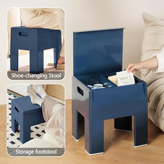 Nightstand Bedside Table with Storage Space, Multifunctional Colorful Plastic End Table Small Side Table for Bedroom, Dorm and Small Spaces, Easy Assembly(11.8" D x 15" W x 15.7" H, Blue) - Image 9