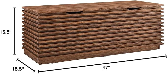 Modway Render 47" Wood Grain Storage Bench in Walnut - Image 11