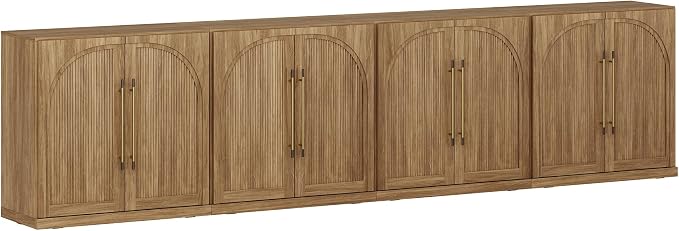 BELLEZE 4-Piece Modular TV Stand Set -Fluted Entertainment Center with Double-Arc Doors,Modern Sideboards with Adjustable Shelves,Classic Media Console Table Cabinet for Living Room (Camel) - Image 9
