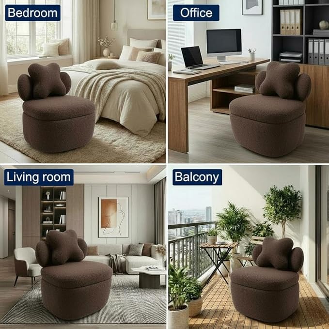 Teddy Velvet Swivel Accent Chair with Storage, 360° Rotating Ergonomic Armchair, Scratch-Resistant Upholstered Sofa Chair for Living Room, Bedroom, Nursery, Apartment or Small Spaces, 300 lbs Capacity