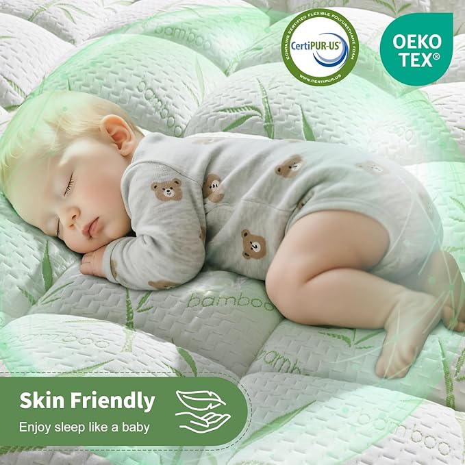 3 Inch Mattress Topper Queen Size, 1500GSM Down Alternative Fill, Viscose, Cooling Extra Firm Pillow Top, for Back Pain, 6"-18" Deep Pocket, 60" x80 (Sage Green, Queen)