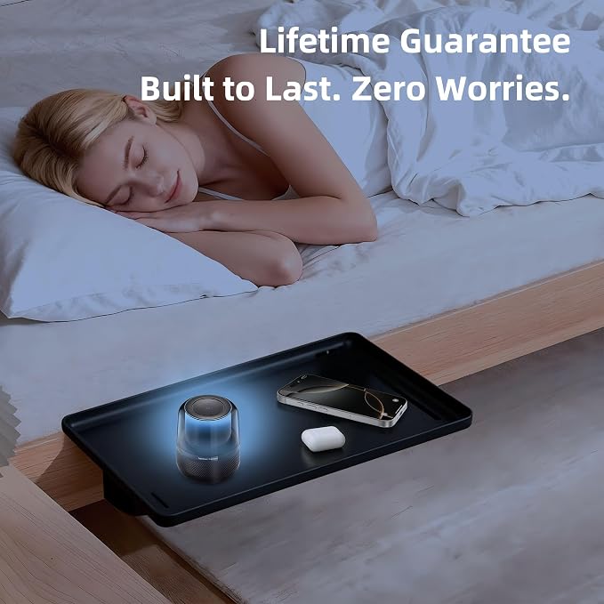 Bedside Shelf for Bunk Bed & Dorm, College Essentials, Loft Bed, Floating Desk Tray, Bedside Caddy with Storage, Loft Nightstand Decor - Cable Organizer, Black - Image 8