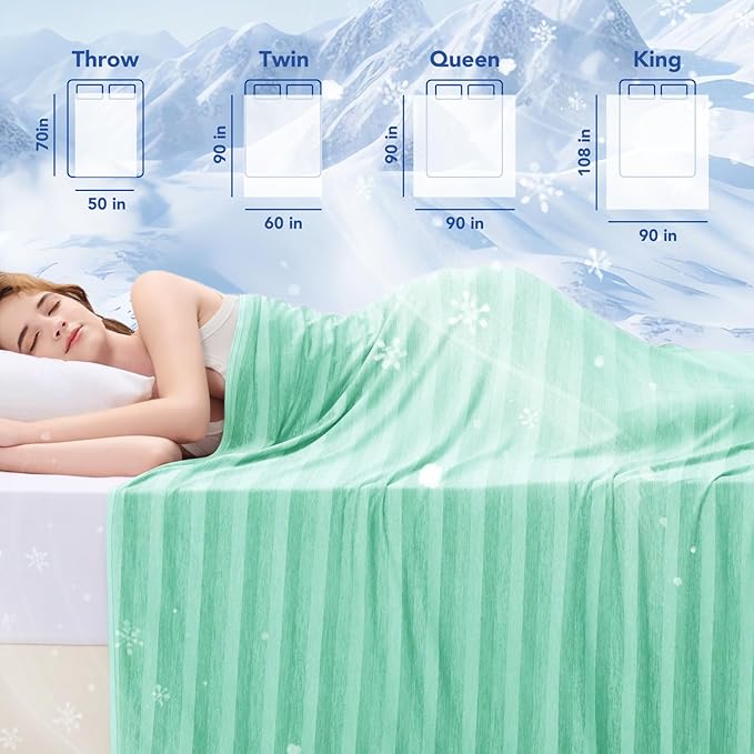 GOHERO Cooling Blanket for Couples- 60"x90" Summer Cooling Throw Blanket for Hot Sleepers Arc-Chill Q-Max >0.45 Cool Fiber, Keeps Cool for Night Sweats, Soft Lightweight Sofa Blankets for Kid Adults