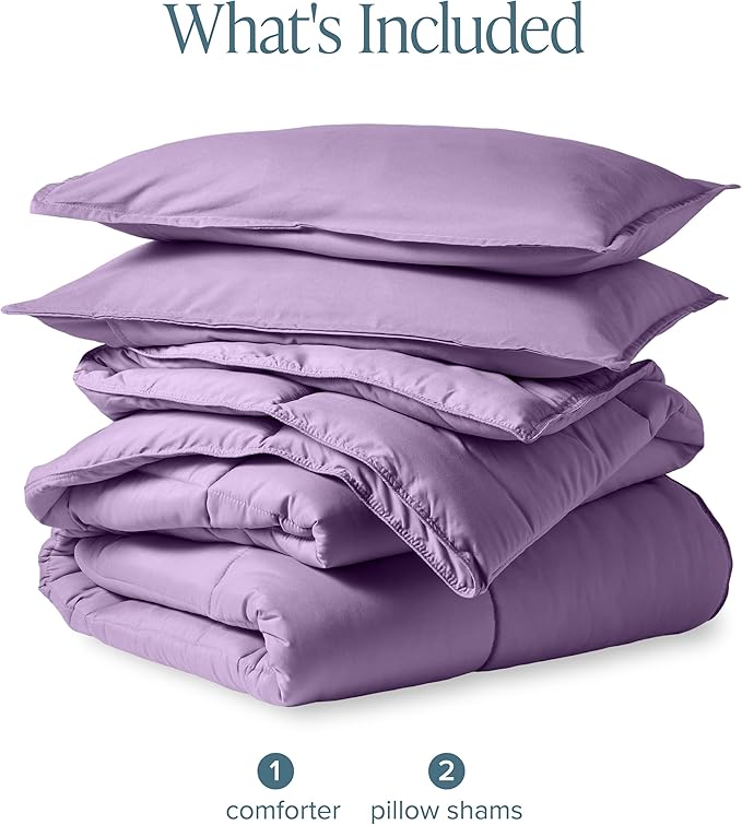 Bare Home Comforter Set - Cal King Size - Ultra-Soft - Goose Down Alternative - Premium 1800 Series - All Season Warmth (Cal King, Lavender)