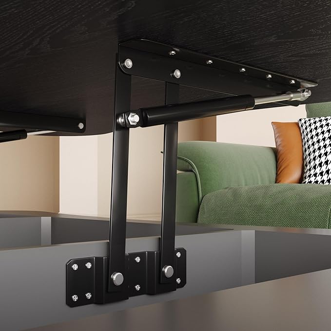 42.52'' Cloud Coffee Table with Lifting Top for Living Room Irregular Coffee Table with Lift Top Modern Smart Coffee Tables with Storage Unique Center Tables Low Pull Up Tea Tables Black