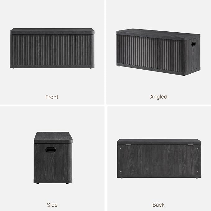 SICOTAS Storage Bench 80.4" Wide Shoe Bench with Lift Top Large Wooden Storage Chest Trunk Modern Blanket Chest with 4 Safety Hinges & Seating for Bedroom Entryway Living Room Hallway - Image 9