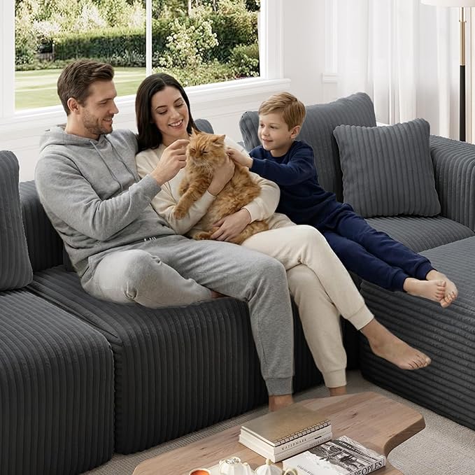Novilla Modular Sectional Sofa, Modern Cloud Sectional Couch with Smarts Coil® Support, Upholstered Boneless Couch for Living Room Apartments Bedroom, No Assembly Required, Dark Gray (Ottoman)