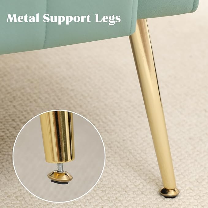 Modern Accent Chair Upholstered Living Room Chair,High Back Arm Chair with Metal Legs Lumbar Reading Chair for Bedroom, Apartment, Small Spaces Lake Green
