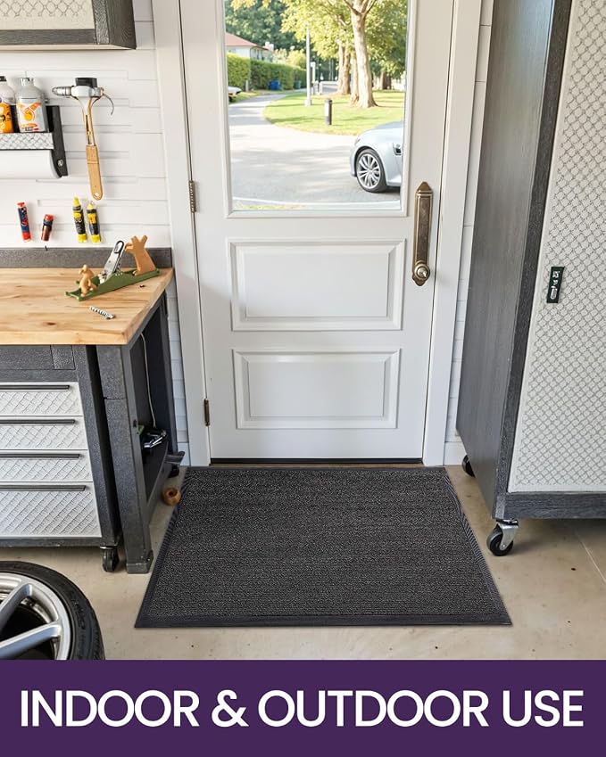 DEXI Front Door Mat Outside Entrance, 2x3 ft Rubber Entry Doormat Heavy Duty, Welcome Mats Non Slip for Inside House Floor Entryway Back Doors Exterior Patio, Grey - Image 9