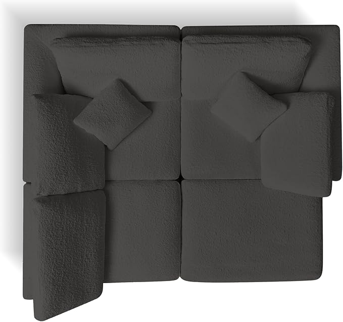 110" Cloud Sectional Couches for Living Room, Convertible L Shape Boneless Couch Chenille Fabric with Ottoman, 3 Seater Modular Sectional Sofa No Assembly Required, Gray