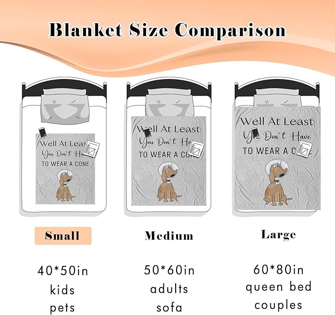 Get Well Gifts for Women/Men After Surgery, Sympathy Gift, Feel Better/Get Well Soon Gifts for Women, Surgery Recovery Gifts for Men, at Least You Dont Have to Wear A Cone Blanket 40"x50"