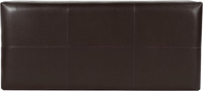 HomePop Espresso Faux Leather Storage Cocktail Bench with Nailhead Trim - Image 10