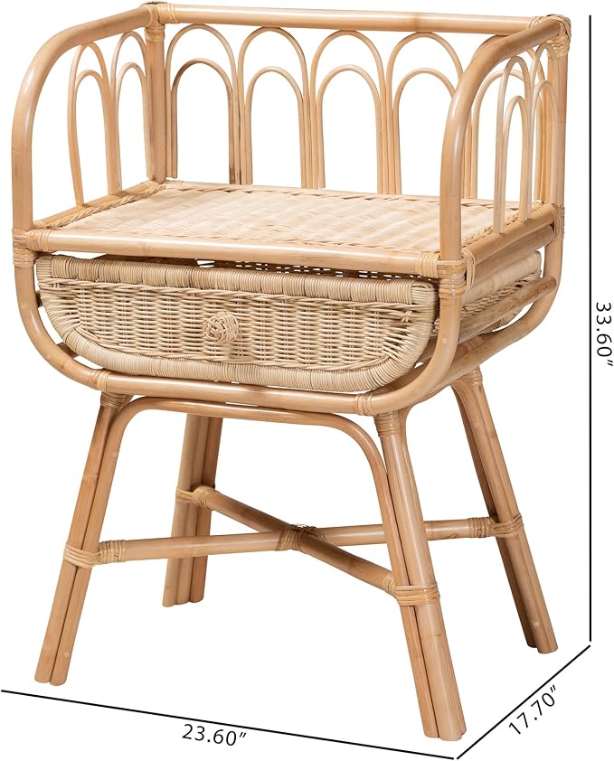 bali & pari Panchali Natural Rattan Nightstand, 1-Drawer - Image 10