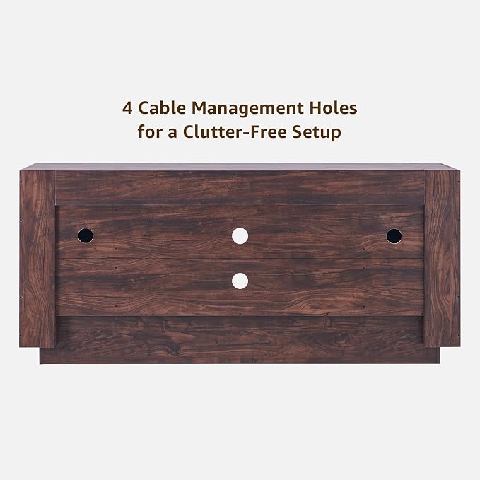 OKD Modern 70" TV Stand, Entertainment Center for TVs Up to 80", Media Console with Large Open Storage & Side Cabinets, Thick Wood Design for Living Room, Dark Walnut - Image 8