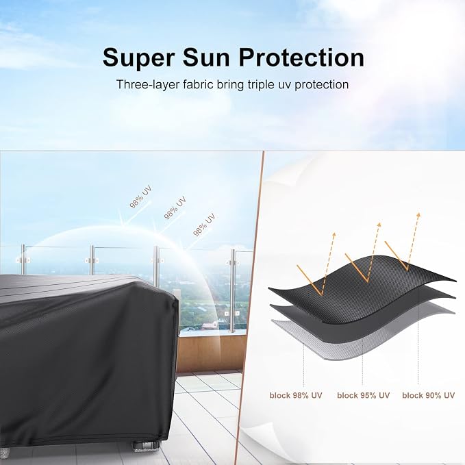 Patio Furniture Set Cover Waterproof, Mrrihand Outdoor Sectional Sofa Set Cover Heavy Duty 600D Table and Chair Set Cover 107" L×81" W×27.9" H - Image 8