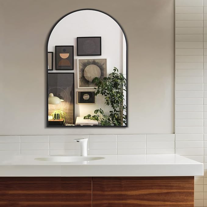 Arched Bathroom Mirror for Wall, 36" x 24" Black Metal Frame Vanity Mirror, HD Glass Over Sink for Bathroom, Entryway, Bedroom - Image 7