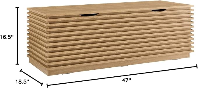 Modway Render 47" Wood Grain Storage Bench in Oak - Image 10