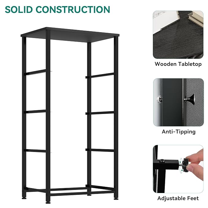 DWVO Storage Tower with 4 Drawers - Fabric Dresser, Organizer Unit, Living Room, Closets - Sturdy Steel Frame, Easy Pull Fabric Bins & Wooden Top - Image 7
