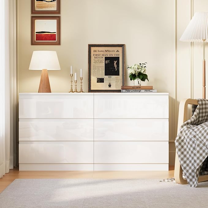 OtterOasis White Wood Dresser for Bedroom, 3 Drawer Dresser for Clothes Storage, Modern Dressers with Wide Drawers, Wide Wooden Chest Drawers for Living Room, Entryway, TV Stand - Image 9