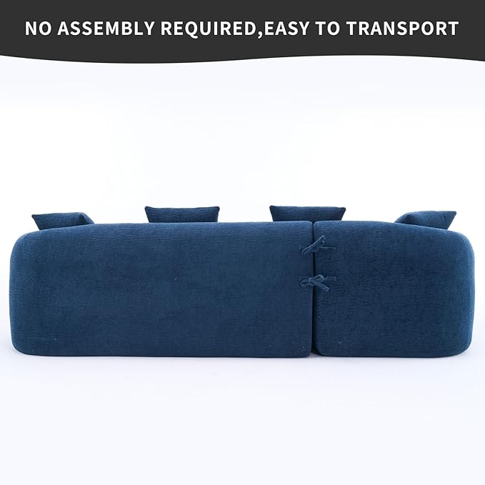 KEIKI L-Shaped Chenille Modular Sectional Couches with Chaise Lounge & 4 Pillows, 3 Seater Oversized Upholstered Luxury Plush Cloud Sofa for Living Room Apartment, Full Sponge Compression