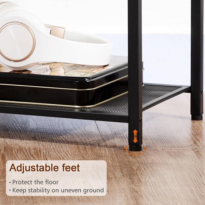 LOAKEKEL Night Stand Set 2, Nightstand with Charging Station, End Tables Living Room with Fabric Drawer for Small Spaces, Bed Side Tables with Storage Shelf for Bedroom, Rustic Brown HETS010PBR - Image 9