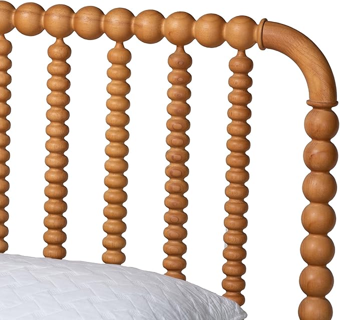 Baxton Studio Lucera Bobbin Wood Platform Bed, Queen, Oak Brown