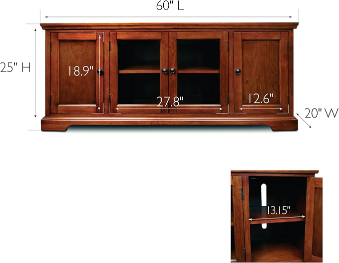 Leick Home 87360 TV Stand with Enclosed Storage For 65" TV's, Westwood Brown Cherry - Image 8