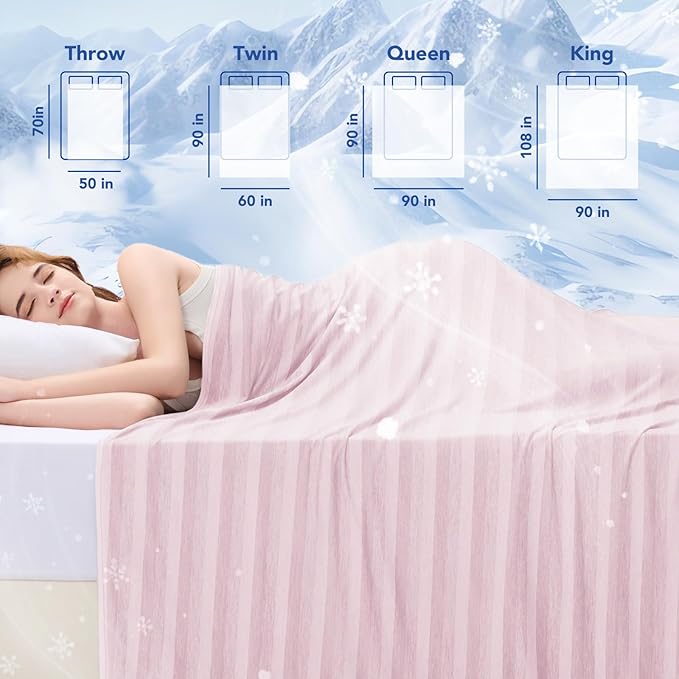 GOHERO Cooling Blanket for Couples- 60"x90" Summer Cooling Throw Blanket for Hot Sleepers Arc-Chill Q-Max >0.45 Cool Fiber, Keeps Cool for Night Sweats, Soft Lightweight Sofa Blankets for Kid Adults