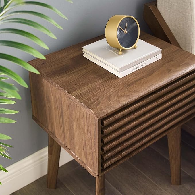 Modway Render Mid-Century Modern End Table or Nightstand in Walnut - Image 10