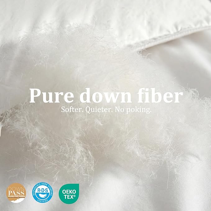 Goose Down Fiber Comforter California King Size – All Season Naturally Breathable Duvet Insert,Cotton-Poly Blend Fabric, 8 Corner Tabs (White, California King(106"x96"))